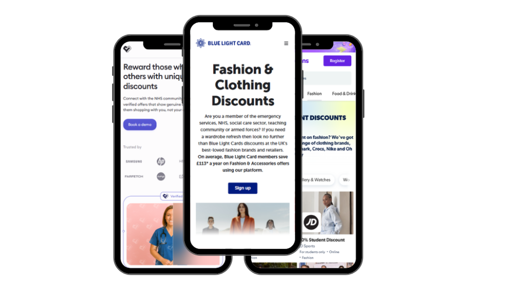 Blue Light Card offers on a mobile