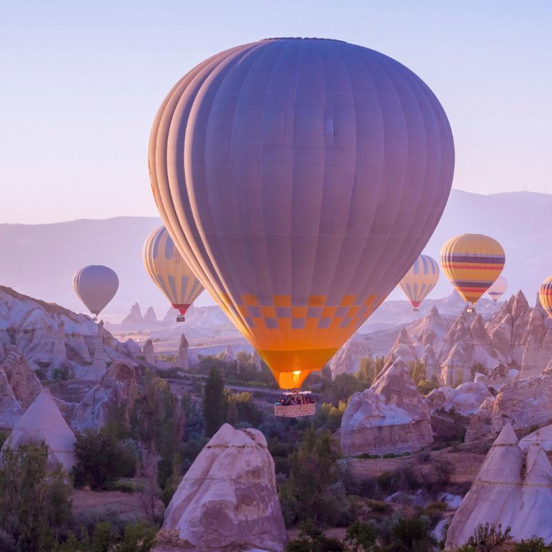 Travel grid 1 hot air balloons in flight