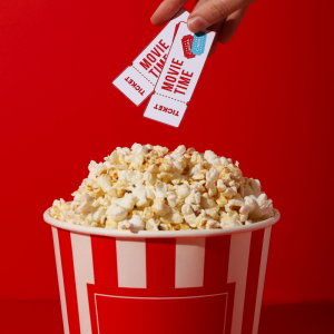 movie tickets and popcorn
