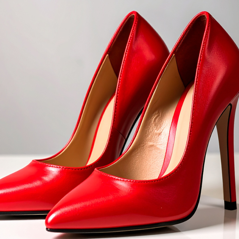 fashion grid 5 shiny red women's heels