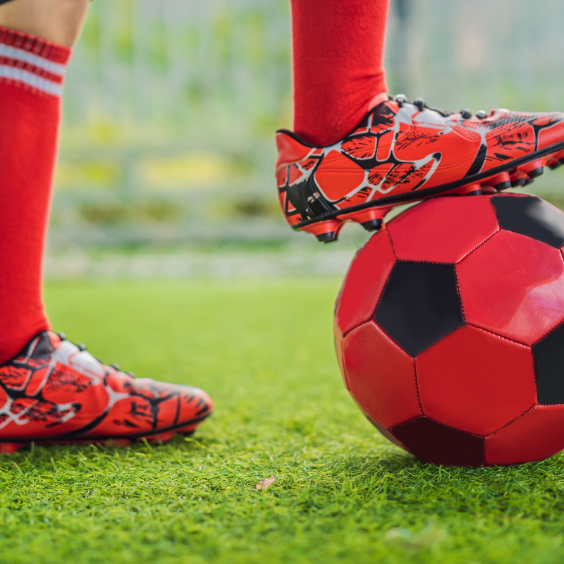 sports grid 5 a red soccer ball and boots