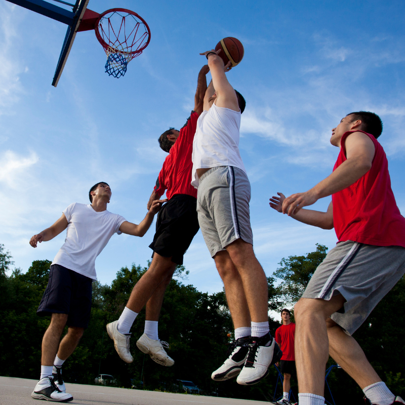 sports grid 7 group of men playing basketball