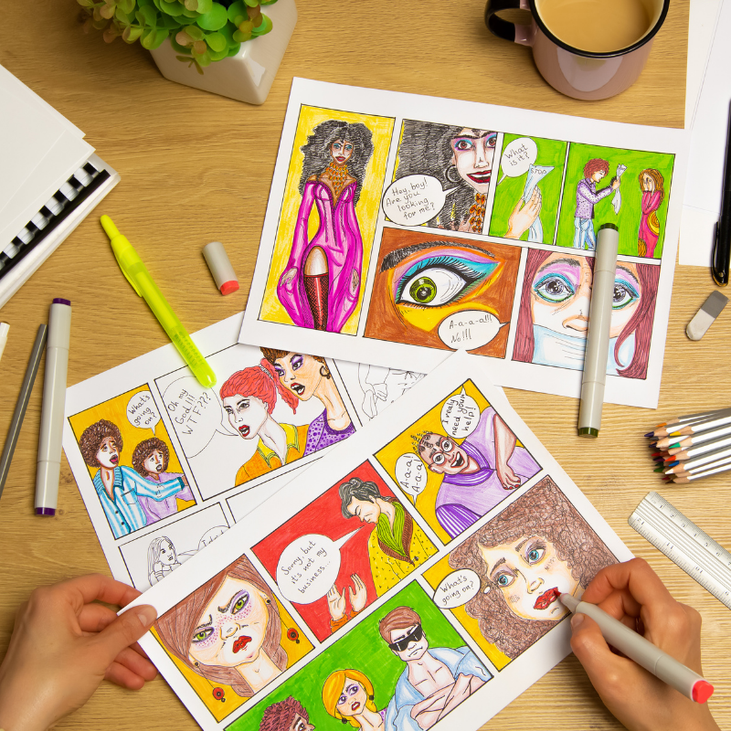 entertainment grid 5 drawing cartoons